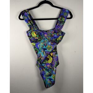 Vintage Catalina One Piece Swimsuit Size 10 Tropical South Miami Vibrant Rare